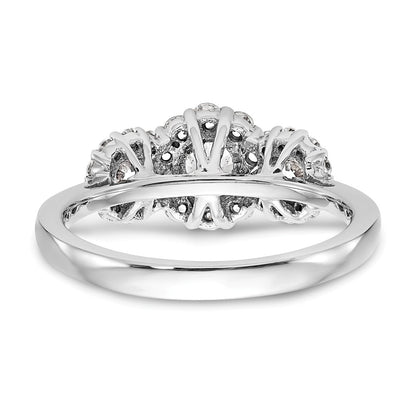 14K White Gold 3 Stone Simulated Diamond Engagement Ring