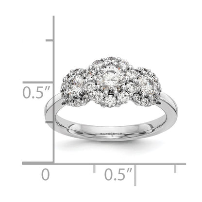 14K White Gold 3 Stone Simulated Diamond Engagement Ring
