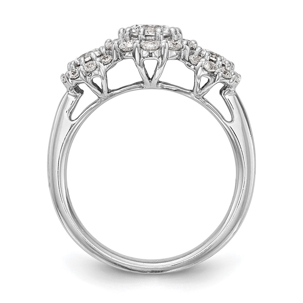 14K White Gold 3 Stone Simulated Diamond Engagement Ring