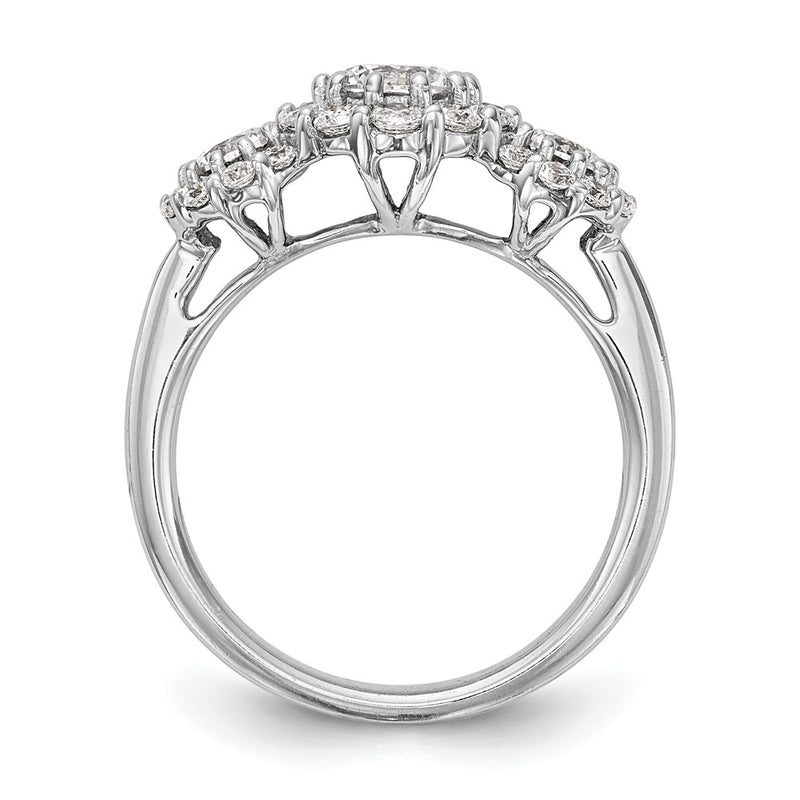 14K White Gold 3 Stone Simulated Diamond Engagement Ring