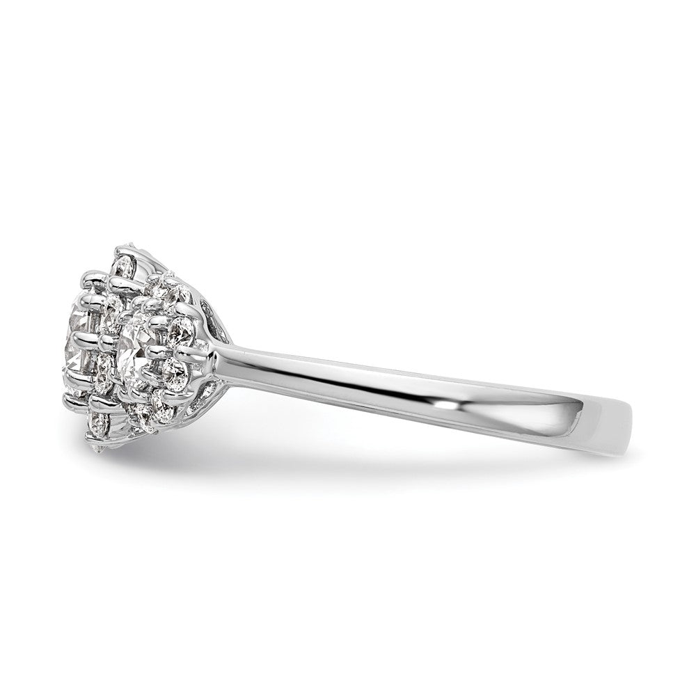 14K White Gold 3 Stone Simulated Diamond Engagement Ring
