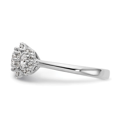 14K White Gold 3 Stone Simulated Diamond Engagement Ring