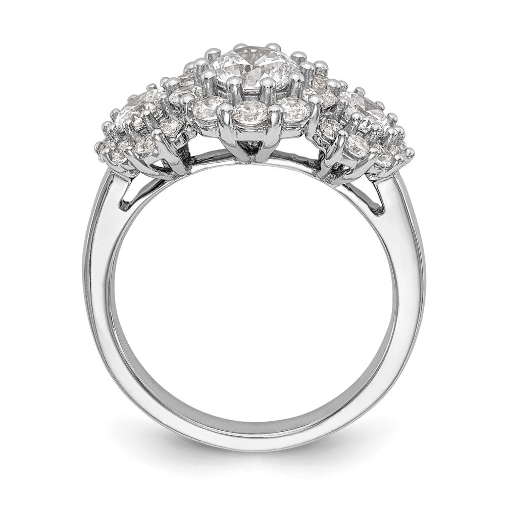 14K White Gold 3 Stone Simulated Diamond Engagement Ring