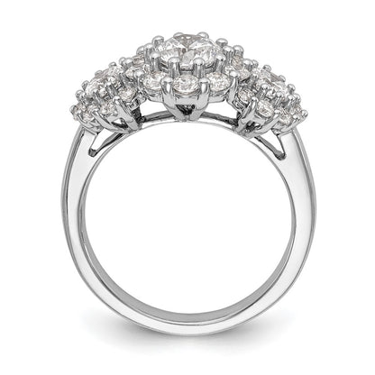 14K White Gold 3 Stone Simulated Diamond Engagement Ring