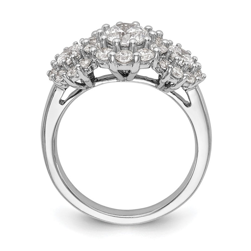 14K White Gold 3 Stone Simulated Diamond Engagement Ring