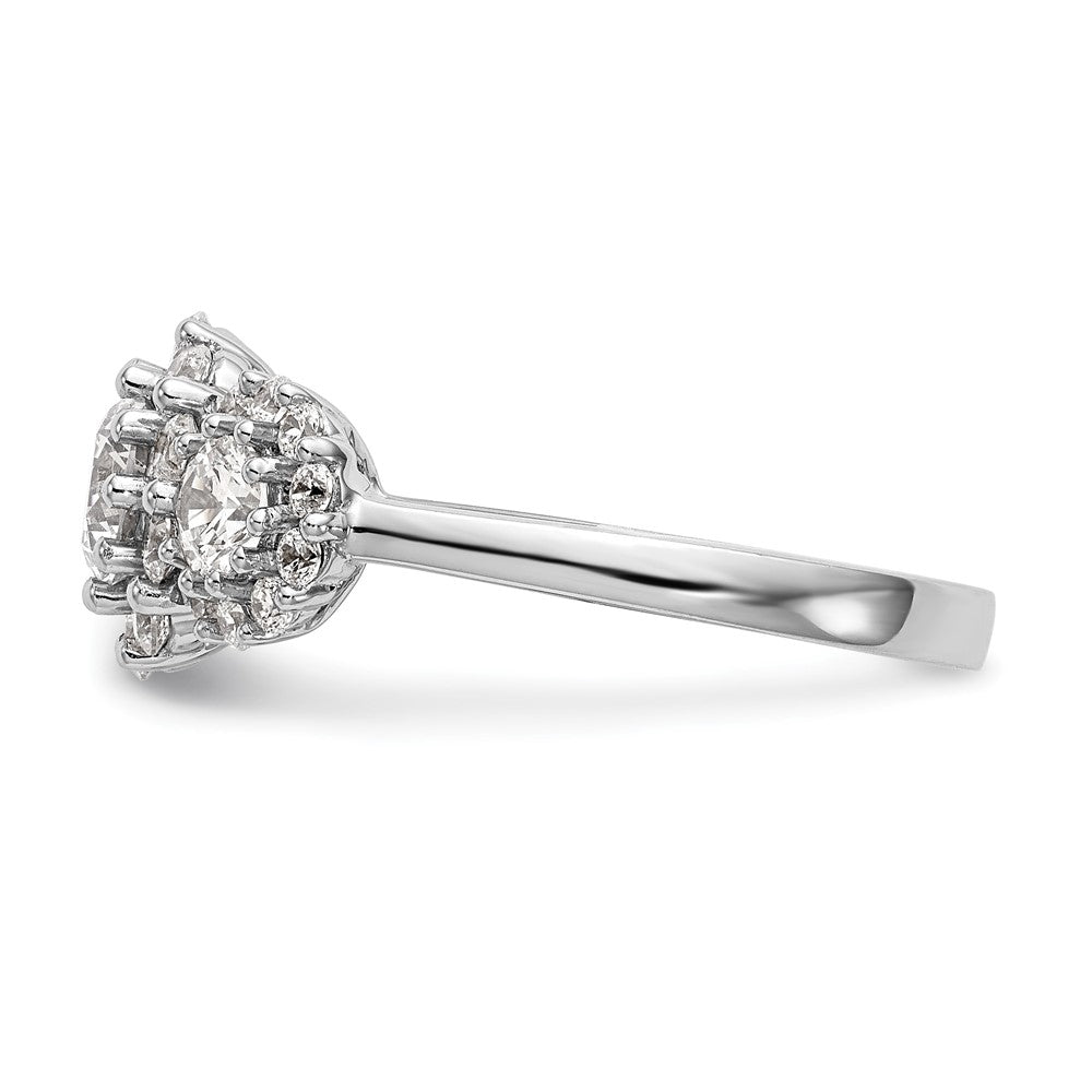14K White Gold 3 Stone Simulated Diamond Engagement Ring