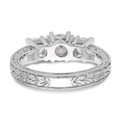 14K White Gold 3 Stone Simulated Diamond Engagement Ring