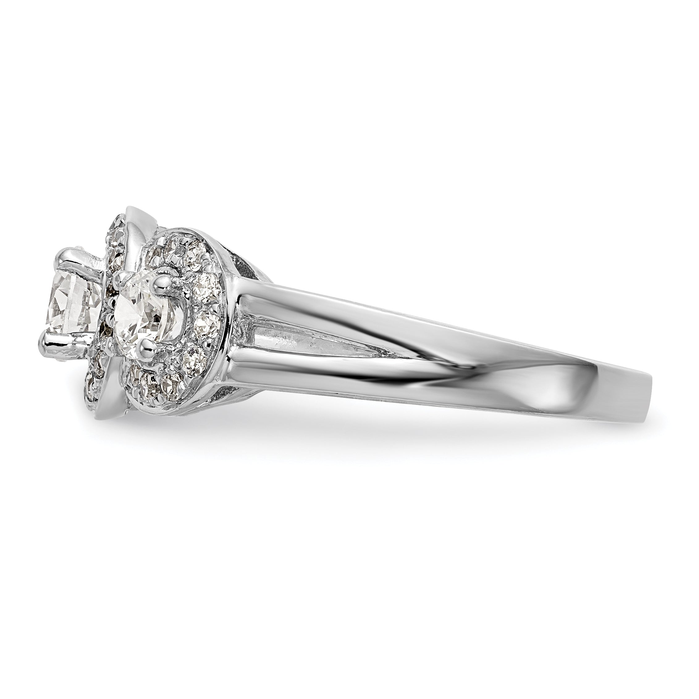 14K White Gold 1 1/3 Carat Lab Grown Diamond Vs/Si+ G+ Complete Three Stone Engagement Ring (Size 7 Only)