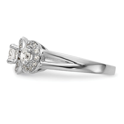 14K White Gold 1 1/3 Carat Lab Grown Diamond Vs/Si+ G+ Complete Three Stone Engagement Ring (Size 7 Only)