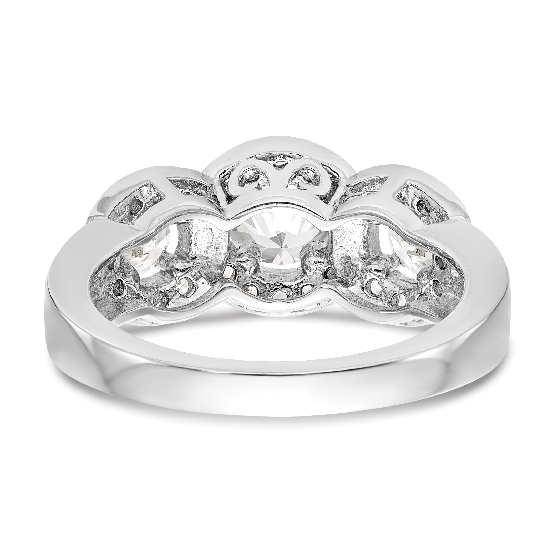 14K White Gold 1 1/3 Carat Lab Grown Diamond Vs/Si+ G+ Complete Three Stone Engagement Ring (Size 7 Only)