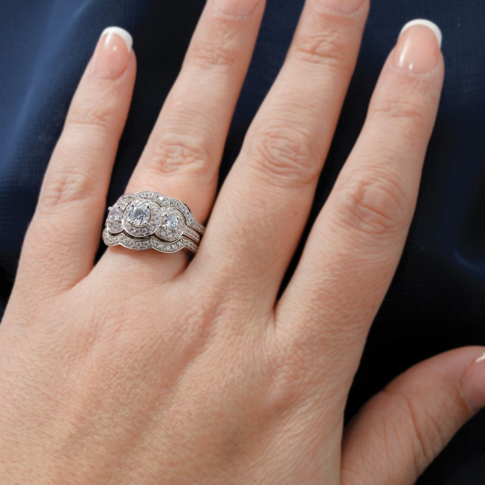 14K White Gold Real Diamond Wedding Band