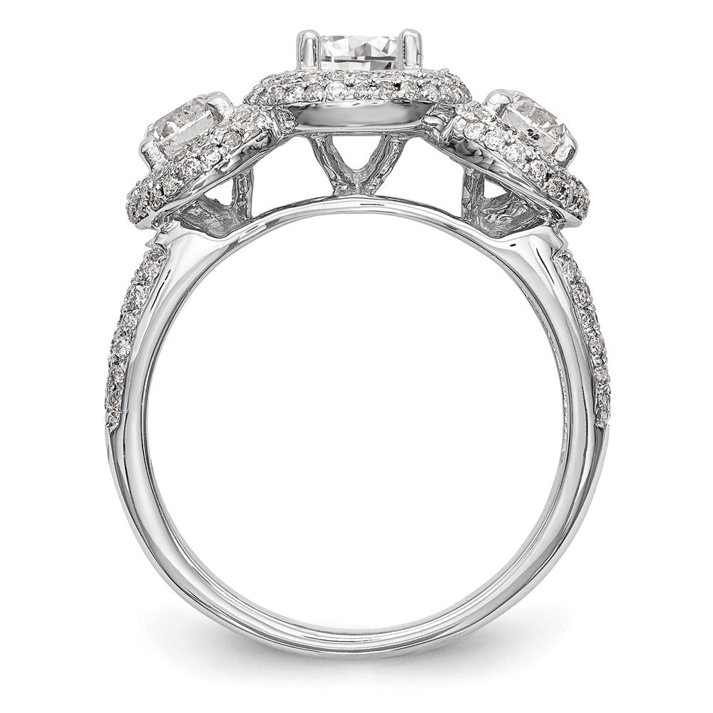 14K White Gold 3 Stone Simulated Diamond Engagement Ring