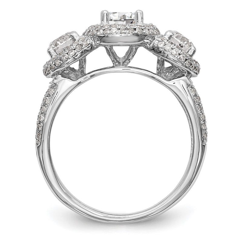 14K White Gold 3 Stone Simulated Diamond Engagement Ring