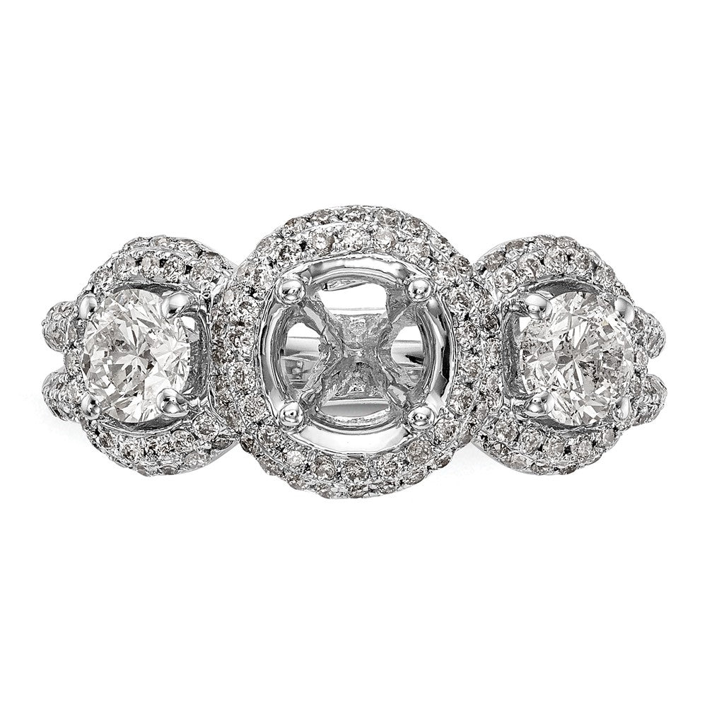 14K White Gold 3 Stone Simulated Diamond Engagement Ring