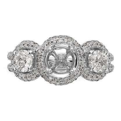 14K White Gold 3 Stone Simulated Diamond Engagement Ring
