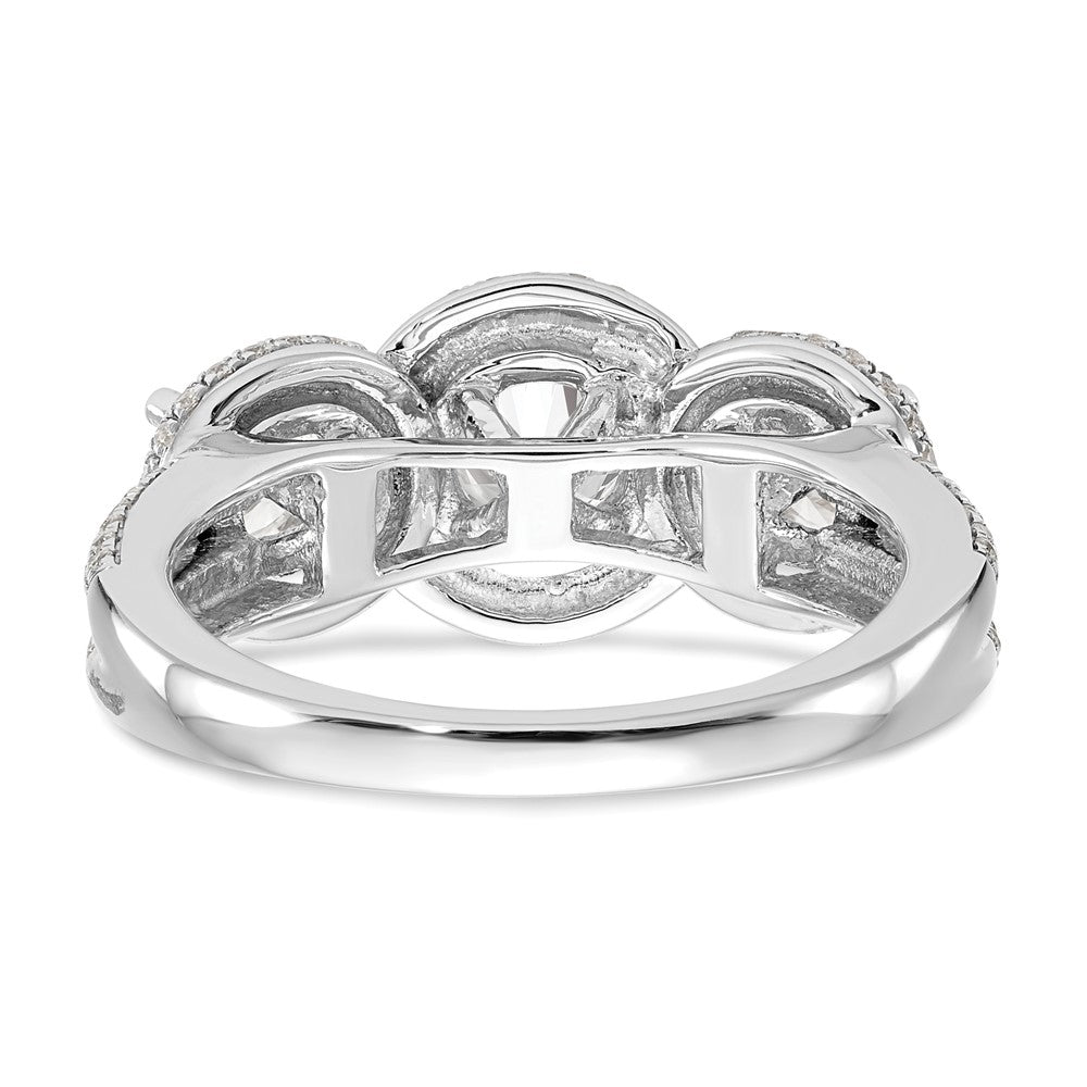 14K White Gold 3 Stone Simulated Diamond Engagement Ring