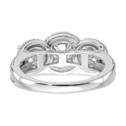 14K White Gold 3 Stone Simulated Diamond Engagement Ring