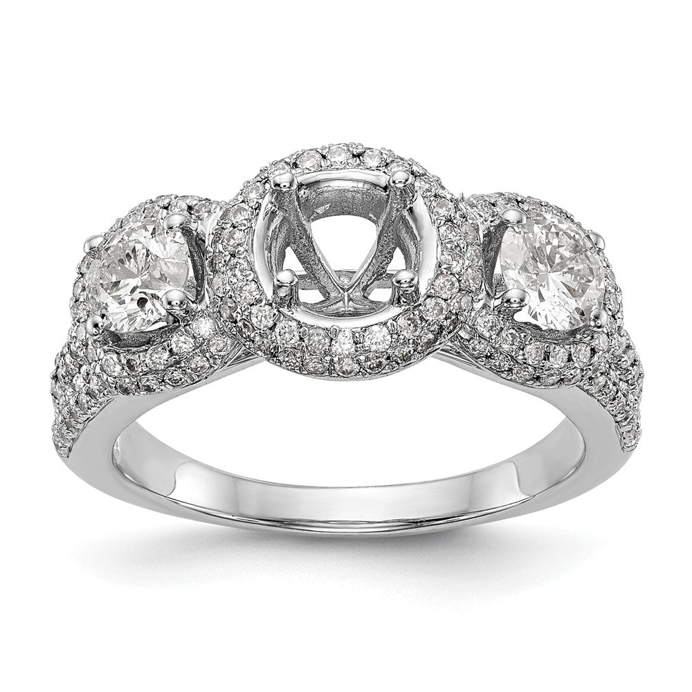 14K White Gold 3 Stone Simulated Diamond Engagement Ring