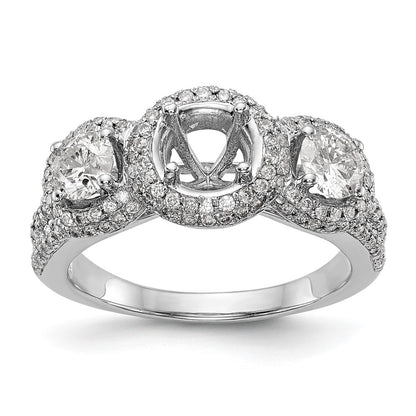14K White Gold 3 Stone Simulated Diamond Engagement Ring
