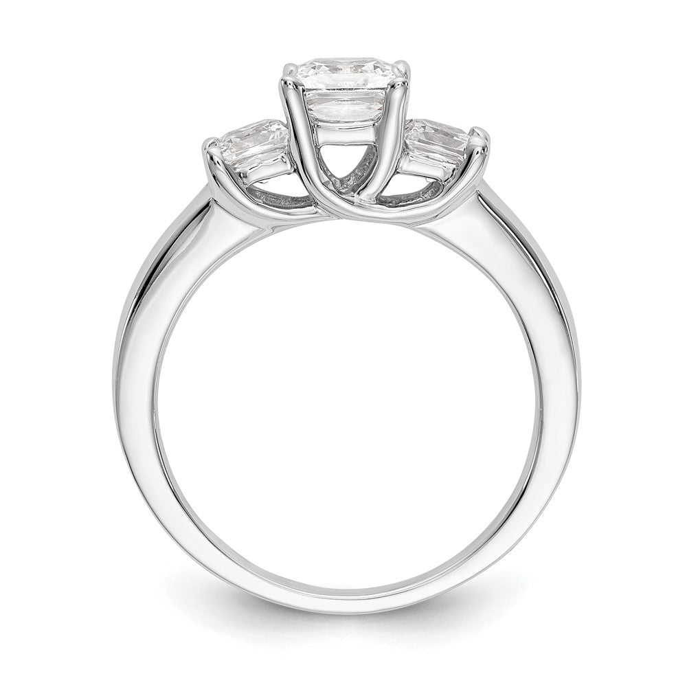 14K White Gold 3 Stone Simulated Diamond Engagement Ring