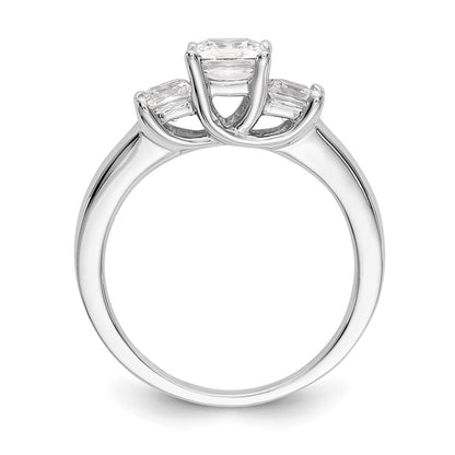 14K White Gold 3 Stone Simulated Diamond Engagement Ring