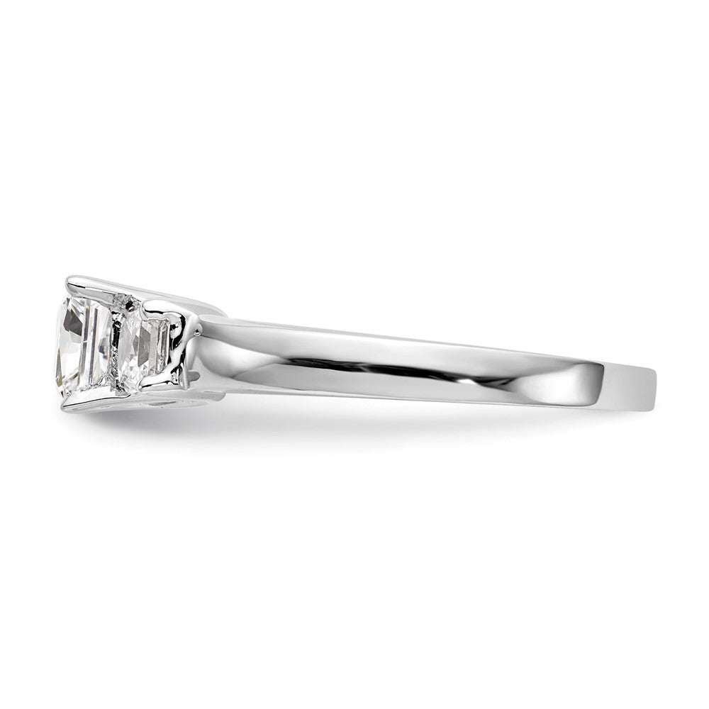 14K White Gold 3 Stone Simulated Diamond Engagement Ring