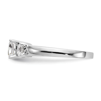 14K White Gold 3 Stone Simulated Diamond Engagement Ring