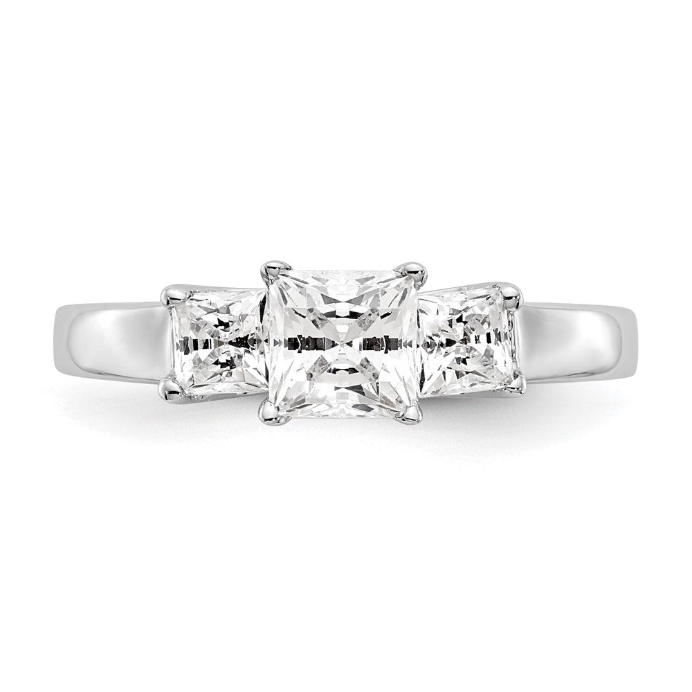 14K White Gold 3 Stone Simulated Diamond Engagement Ring