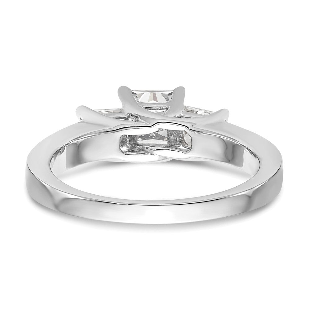 14K White Gold 3 Stone Simulated Diamond Engagement Ring