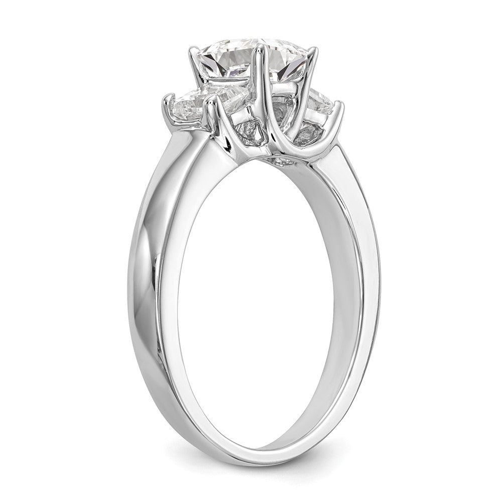 14K White Gold 3 Stone Simulated Diamond Engagement Ring