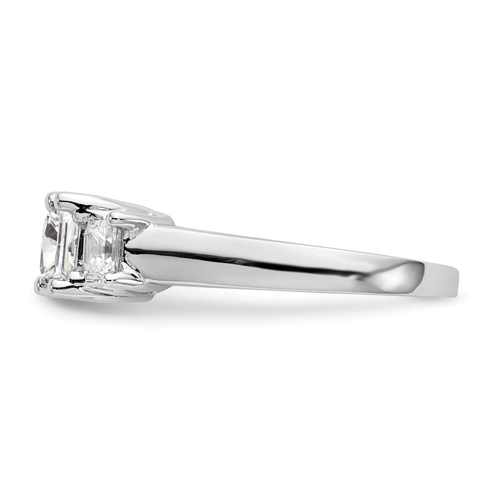 14K White Gold 3 Stone Simulated Diamond Engagement Ring