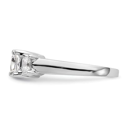 14K White Gold 3 Stone Simulated Diamond Engagement Ring