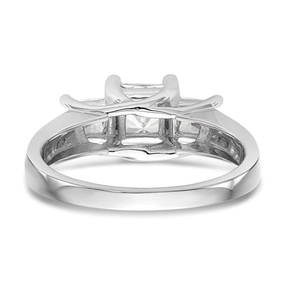14K White Gold 3 Stone Simulated Diamond Engagement Ring