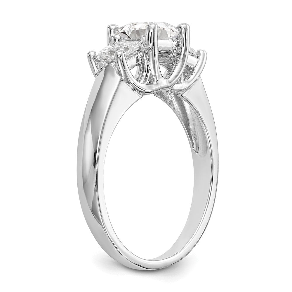 14K White Gold 3 Stone Simulated Diamond Engagement Ring