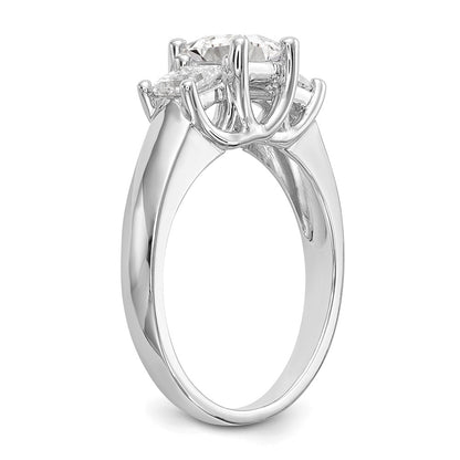 14K White Gold 3 Stone Simulated Diamond Engagement Ring