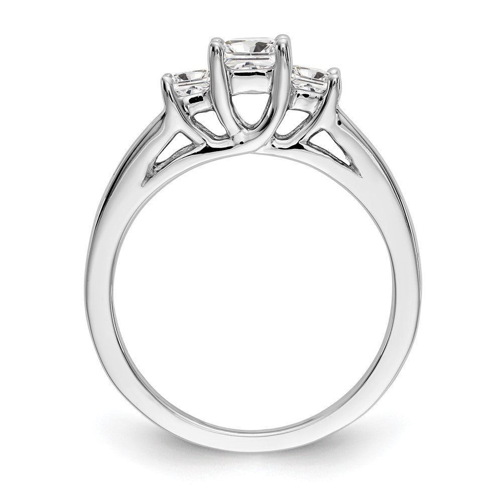 14K White Gold 3 Stone Simulated Diamond Engagement Ring