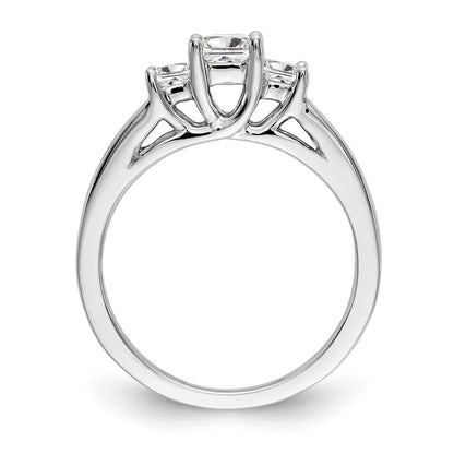 14K White Gold 3 Stone Simulated Diamond Engagement Ring