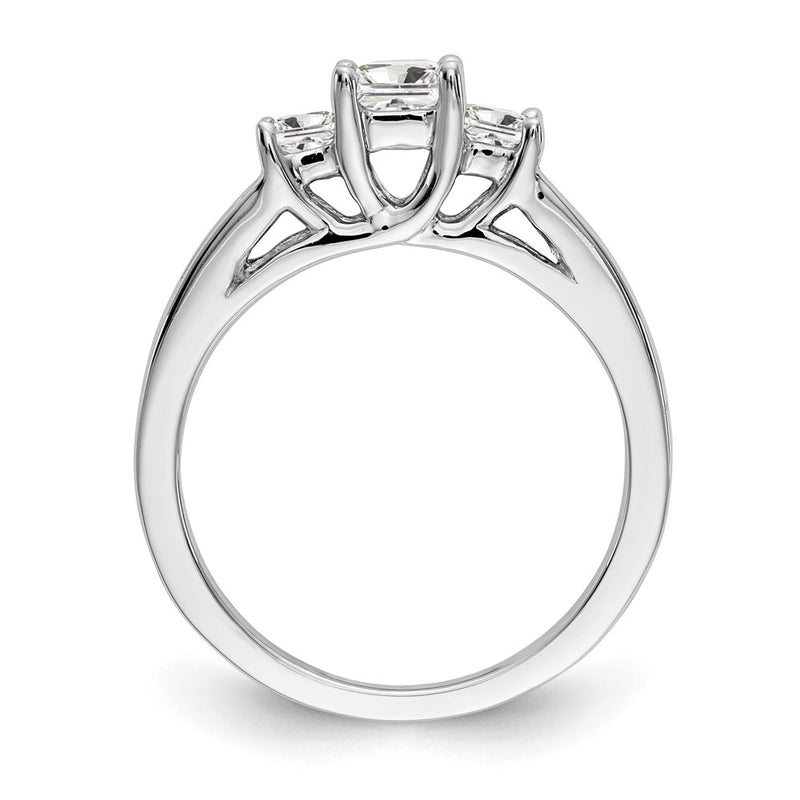 14K White Gold 3 Stone Simulated Diamond Engagement Ring