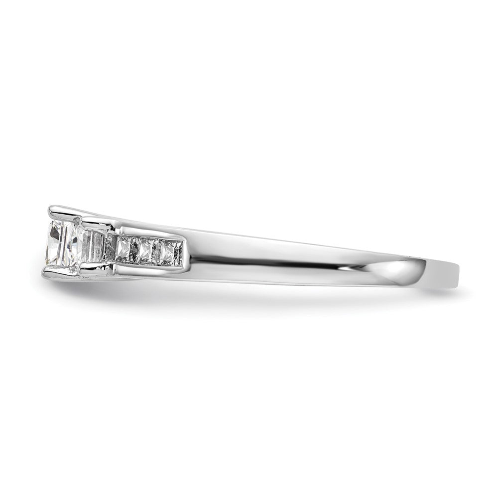 14K White Gold 3 Stone Simulated Diamond Engagement Ring