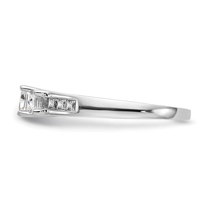 14K White Gold 3 Stone Simulated Diamond Engagement Ring