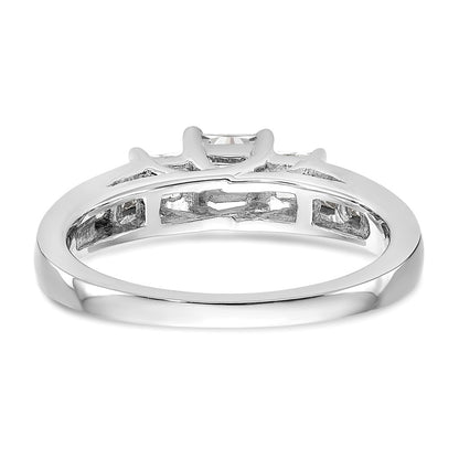 14K White Gold 3 Stone Simulated Diamond Engagement Ring