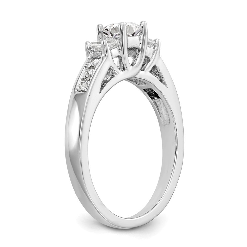 14K White Gold 3 Stone Simulated Diamond Engagement Ring