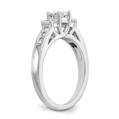 14K White Gold 3 Stone Simulated Diamond Engagement Ring