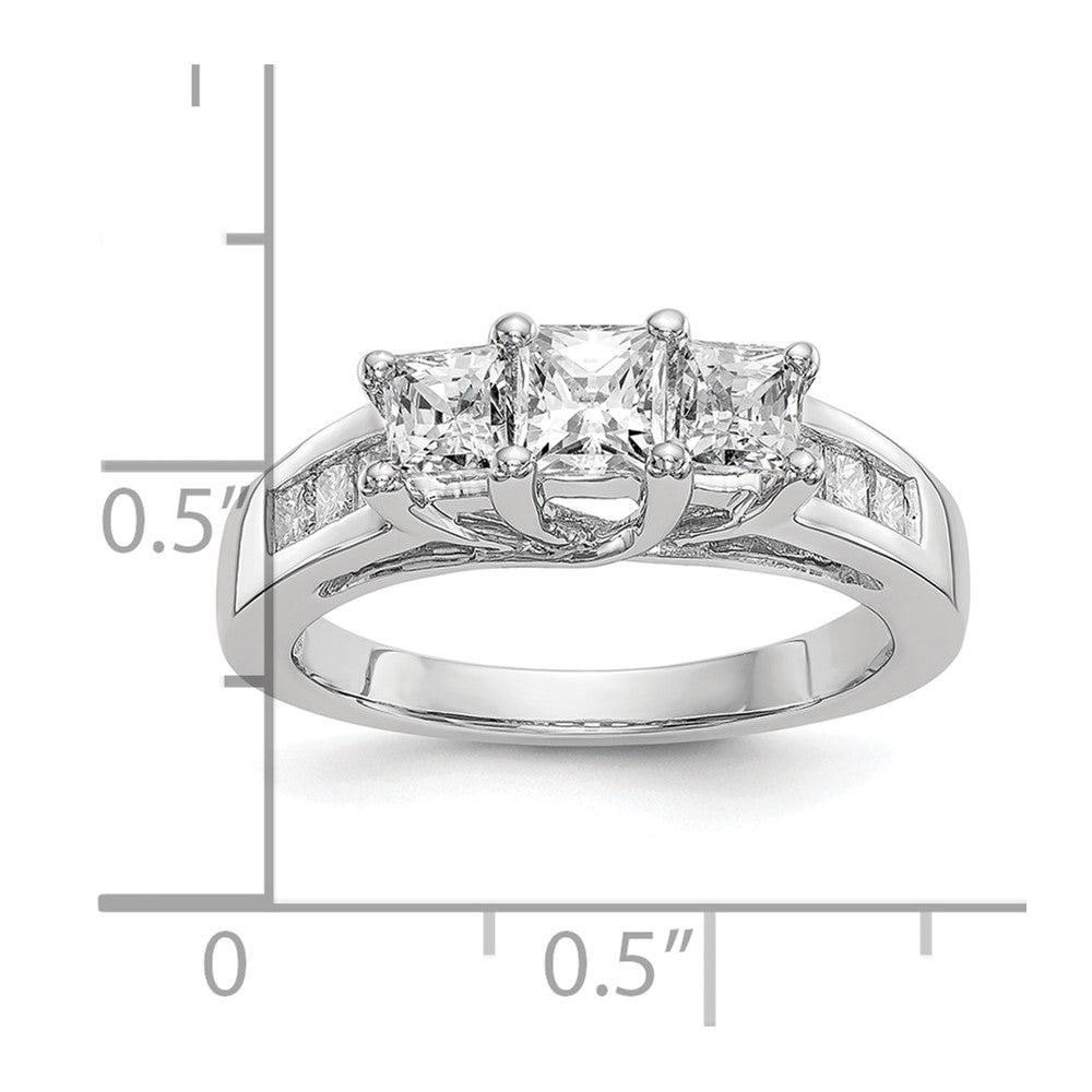 14K White Gold 3 Stone Simulated Diamond Engagement Ring