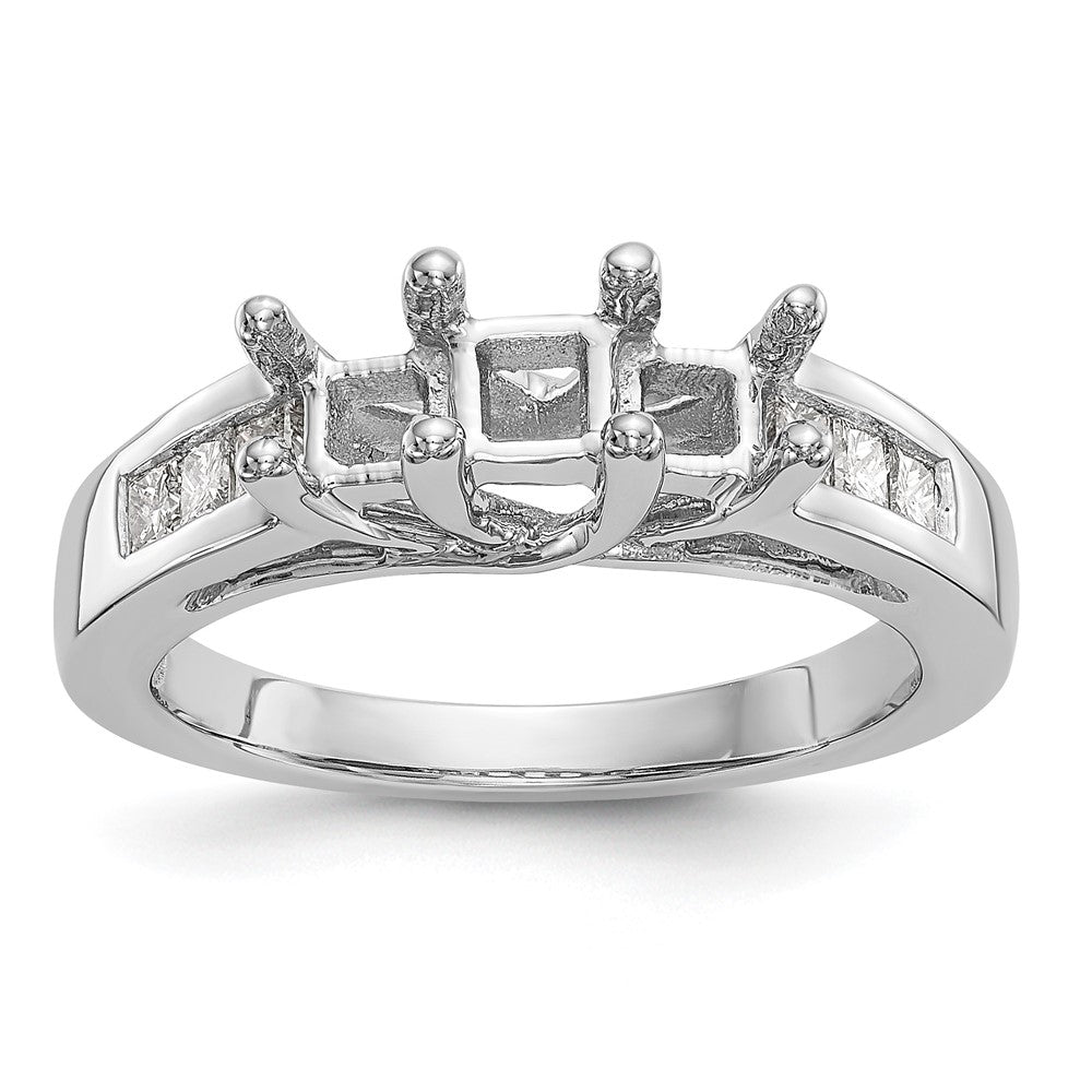 14K White Gold 3 Stone Simulated Diamond Engagement Ring