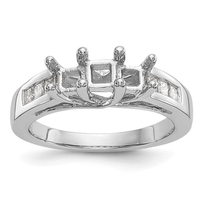 14K White Gold 3 Stone Simulated Diamond Engagement Ring
