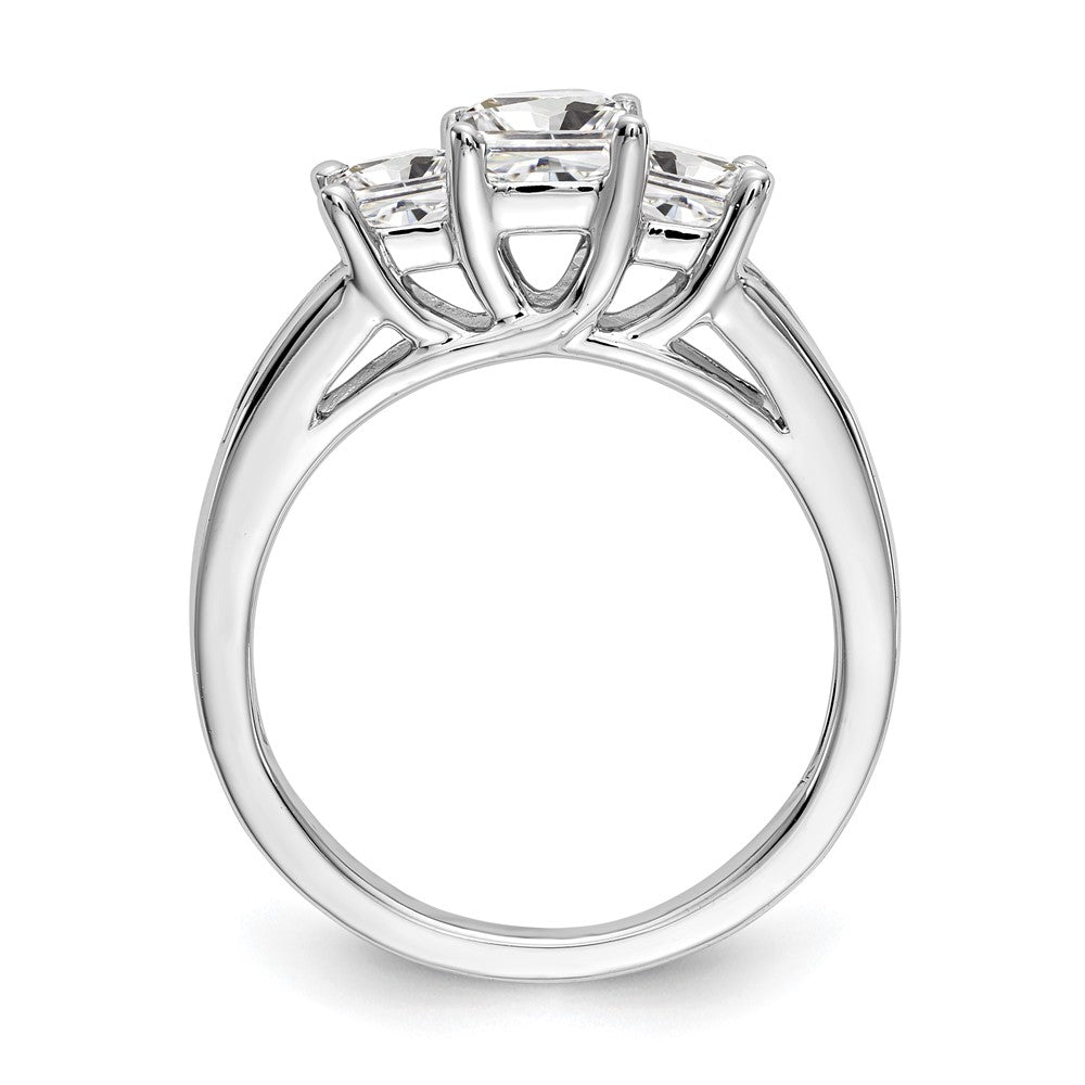 14K White Gold 3 Stone Simulated Diamond Engagement Ring
