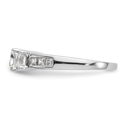 14K White Gold 3 Stone Simulated Diamond Engagement Ring