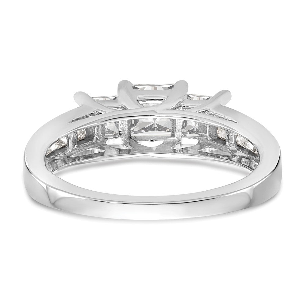 14K White Gold 3 Stone Simulated Diamond Engagement Ring