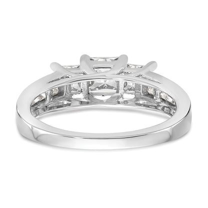 14K White Gold 3 Stone Simulated Diamond Engagement Ring